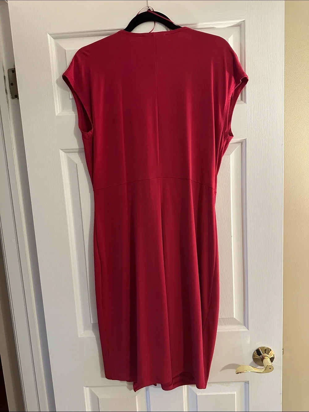 Michael Kors Berry Faux-Wrap Midi Dress with Twist Detail